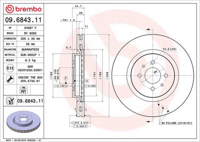 Bremžu diski BREMBO 09.6843.11