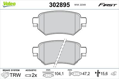 Bremžu uzliku kompl., Disku bremzes VALEO 302895