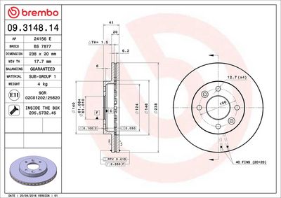 Тормозной диск BREMBO 09.3148.14