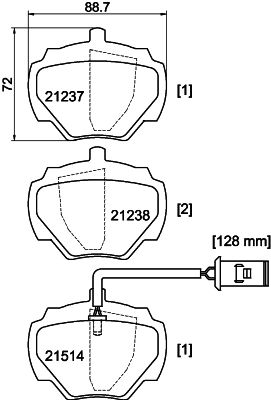 Bremžu uzliku kompl., Disku bremzes HELLA PAGID 8DB 355 019-241