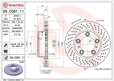 Bremžu diski BREMBO 09.C091.11