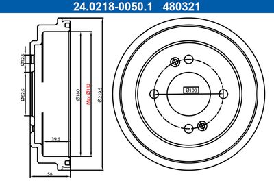 Bremžu trumulis ATE 24.0218-0050.1