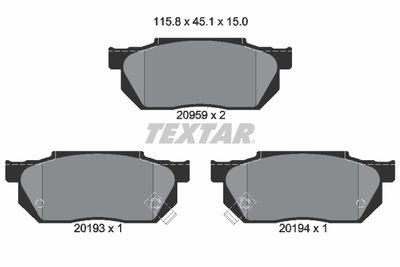 Комплект тормозных колодок, дисковый тормоз TEXTAR 2095902