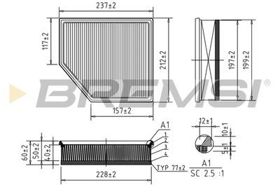 Воздушный фильтр BREMSI FA1036