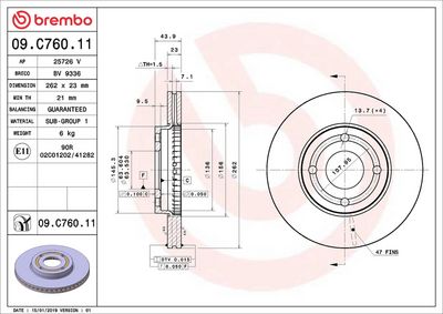 Тормозной диск BREMBO 09.C760.11