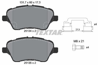 Комплект тормозных колодок, дисковый тормоз TEXTAR 2513402
