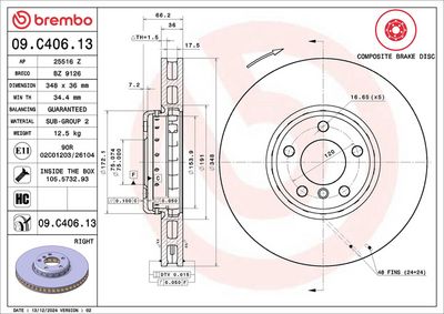 Тормозной диск BREMBO 09.C406.13