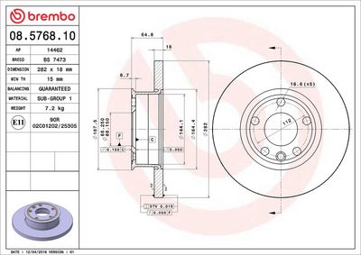 Тормозной диск BREMBO 08.5768.10