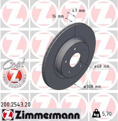 Тормозной диск ZIMMERMANN 200.2543.20