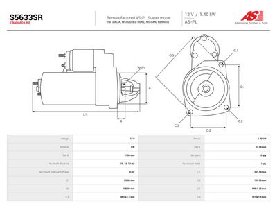 Starteris AS-PL S5633SR