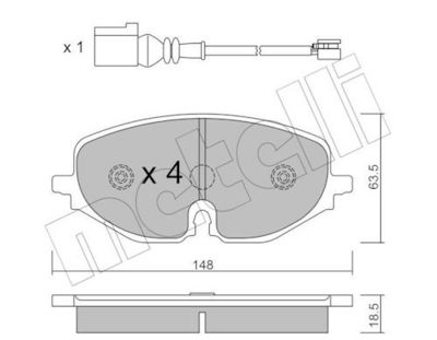 Bremžu uzliku kompl., Disku bremzes METELLI 22-1280-0