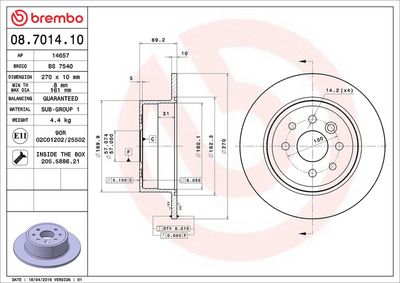 Bremžu diski BREMBO 08.7014.10