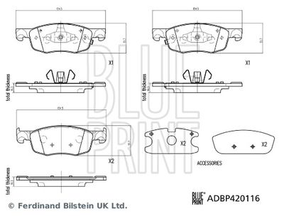 Bremžu uzliku kompl., Disku bremzes BLUE PRINT ADBP420116