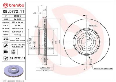 Тормозной диск BREMBO 09.D772.11