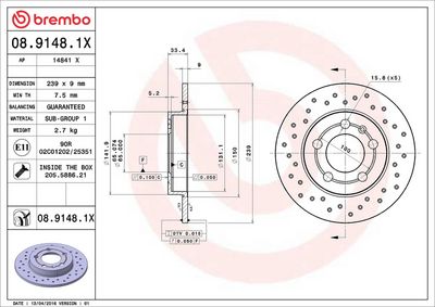 Тормозной диск BREMBO 08.9148.1X