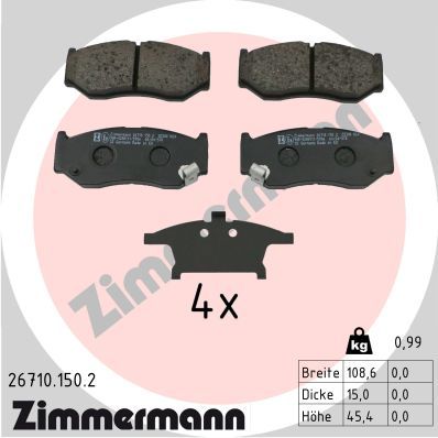 Bremžu uzliku kompl., Disku bremzes ZIMMERMANN 26710.150.2