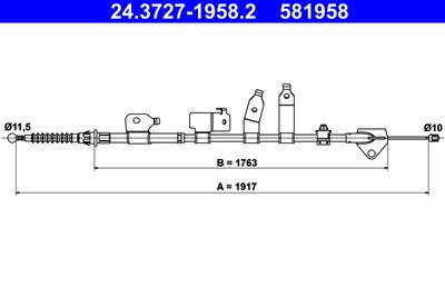 Тросик, cтояночный тормоз ATE 24.3727-1958.2