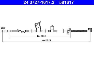 Тросик, cтояночный тормоз ATE 24.3727-1617.2