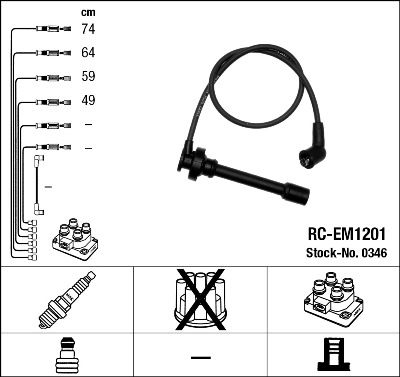 Augstsprieguma vadu komplekts NGK 0346