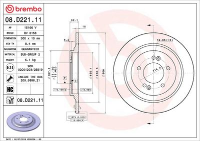 Bremžu diski BREMBO 08.D221.11