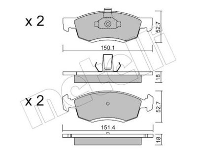 Комплект тормозных колодок, дисковый тормоз METELLI 22-0802-0