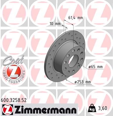 Тормозной диск ZIMMERMANN 600.3258.52