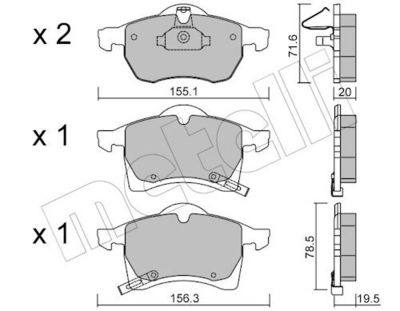 Bremžu uzliku kompl., Disku bremzes METELLI 22-0258-0