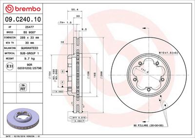Тормозной диск BREMBO 09.C240.10