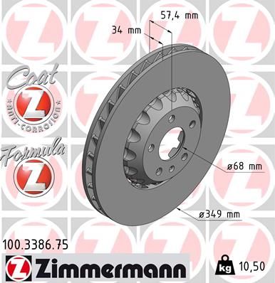 Bremžu diski ZIMMERMANN 100.3386.75