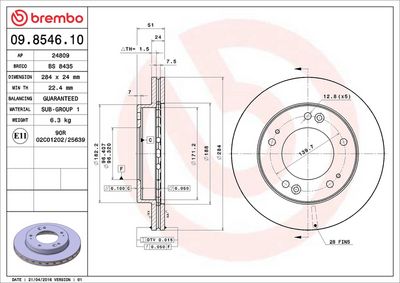 Тормозной диск BREMBO 09.8546.10