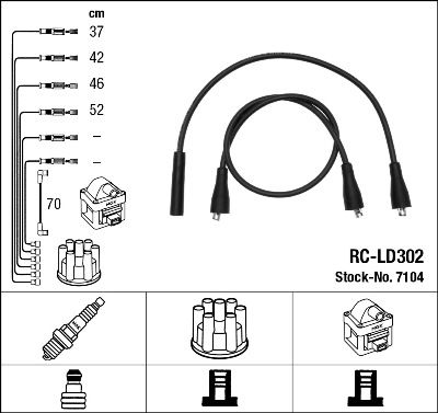 NGK 7104 Augstsprieguma vadu komplekts
