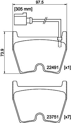 Bremžu uzliku kompl., Disku bremzes HELLA PAGID 8DB 355 025-171