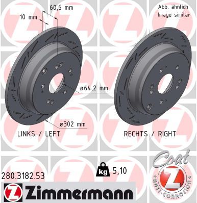 Тормозной диск ZIMMERMANN 280.3182.53