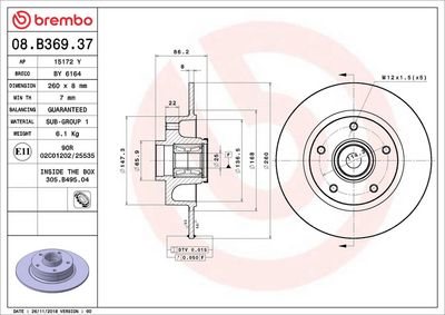 Тормозной диск BREMBO 08.B369.37