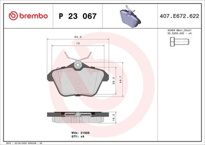 Bremžu uzliku kompl., Disku bremzes BREMBO P 23 067