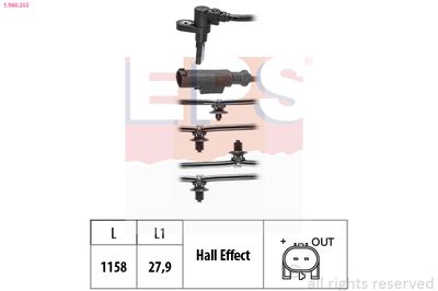 Датчик, частота вращения колеса EPS 1.960.255