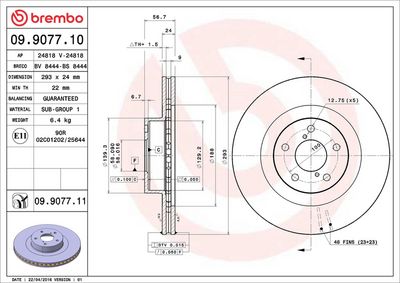 Тормозной диск BREMBO 09.9077.11