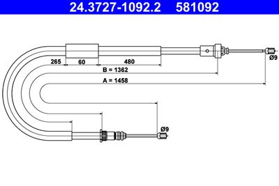 Тросик, cтояночный тормоз ATE 24.3727-1092.2