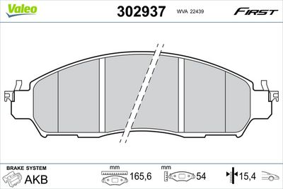 Bremžu uzliku kompl., Disku bremzes VALEO 302937