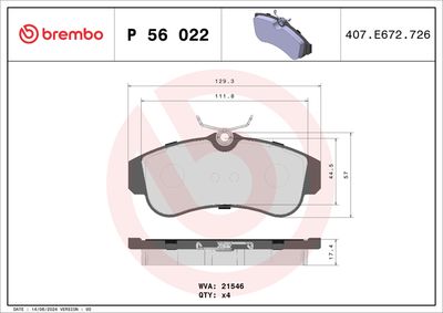 Bremžu uzliku kompl., Disku bremzes BREMBO P 56 022