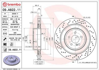 Тормозной диск BREMBO 09.A822.11