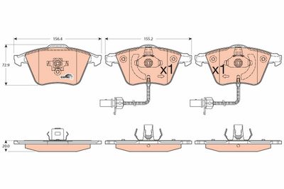 Bremžu uzliku kompl., Disku bremzes TRW GDB1554
