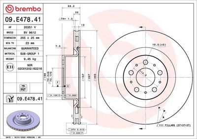 Тормозной диск BREMBO 09.E478.41