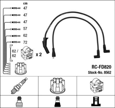 Augstsprieguma vadu komplekts NGK 8562