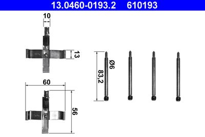 Комплектующие, колодки дискового тормоза ATE 13.0460-0193.2
