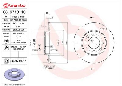 Тормозной диск BREMBO 08.9719.11