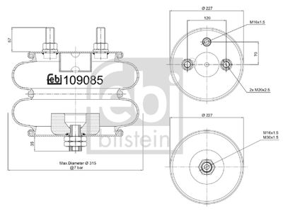 Pneimoatsperes spilvens, Pneimopiekare FEBI BILSTEIN 109085