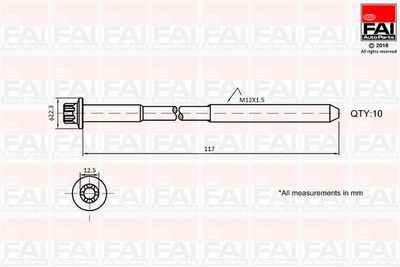 Комплект болтов головки цилидра FAI AUTOPARTS B1018