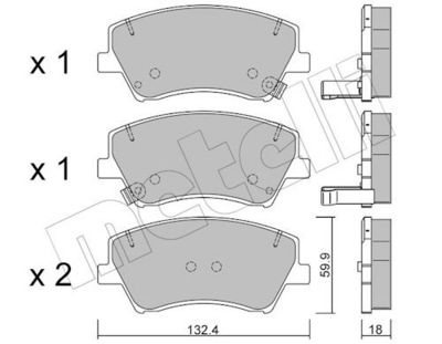 Bremžu uzliku kompl., Disku bremzes METELLI 22-1092-0