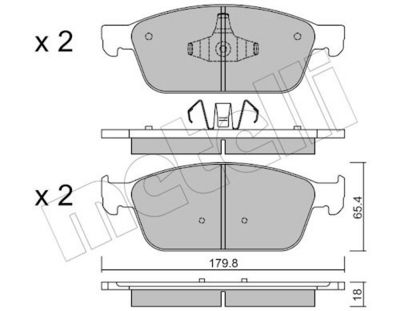 Bremžu uzliku kompl., Disku bremzes METELLI 22-0989-0